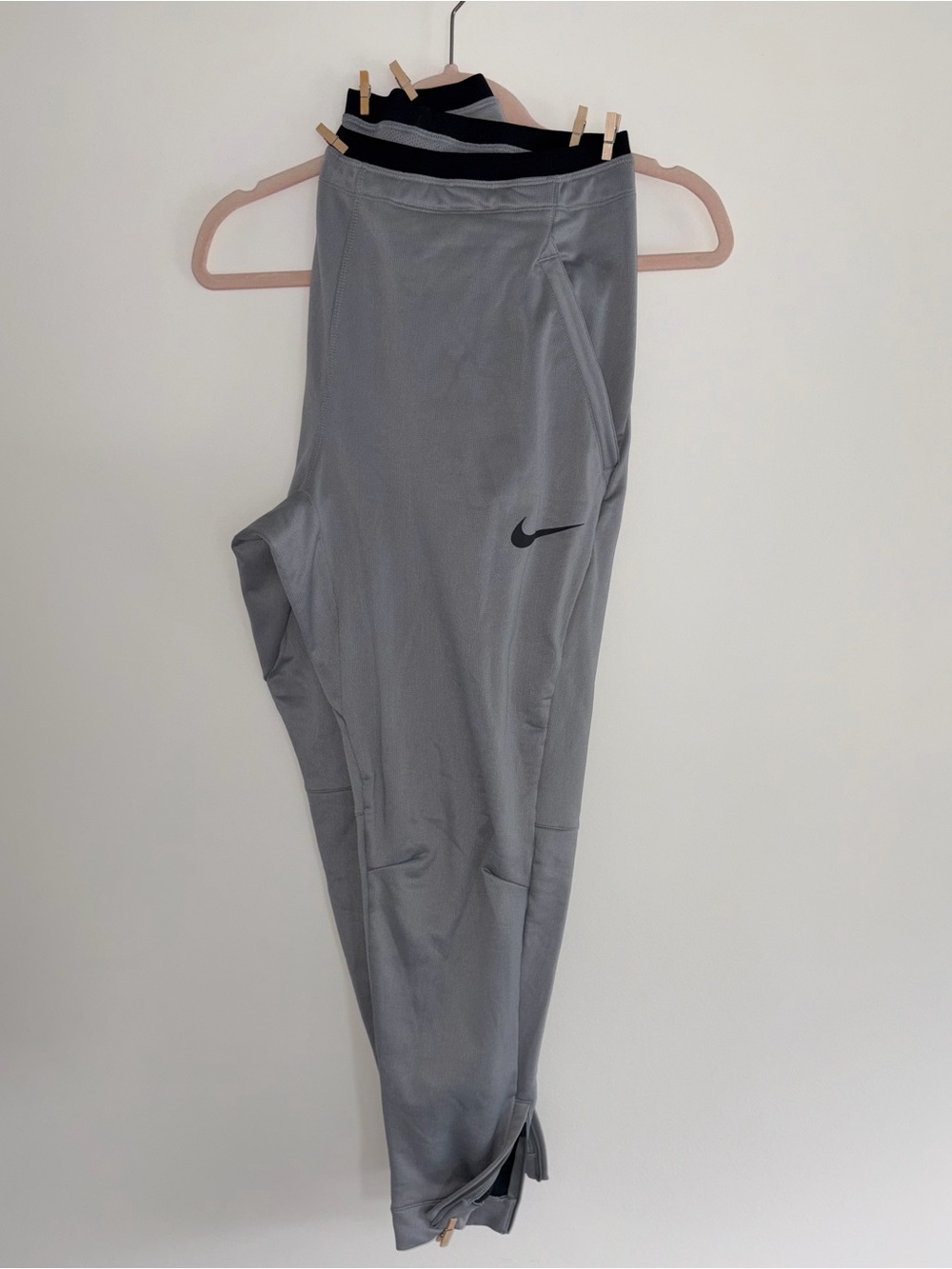 Nike Gray Track Pants with Black Swoosh